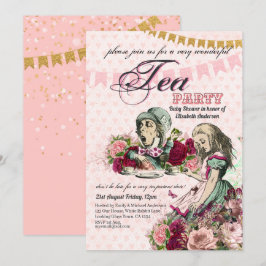 Alice in Wonderland BabyShower MadHatter Tea Party Inbjudningar