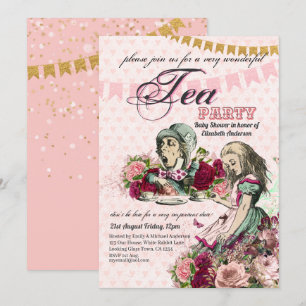 Alice in Wonderland BabyShower MadHatter Tea Party Inbjudningar