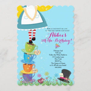 Alice in Wonderland Birthday bjudande Inbjudningar