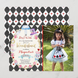 Alice in Wonderland Birthday bjudande Tea Party Inbjudningar