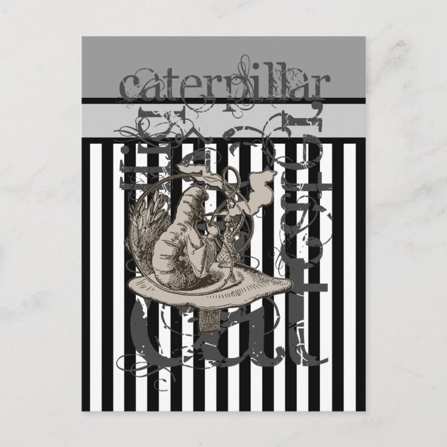 Alice in Wonderland Caterpelare Grunge Vykort (Framsida)