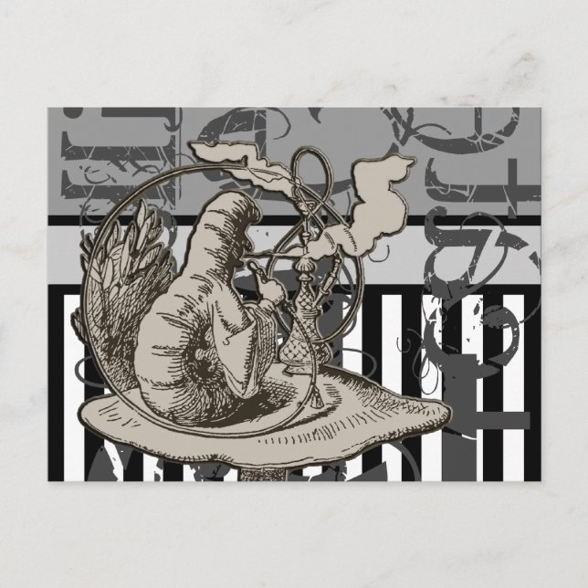 Alice in Wonderland Caterpelare Grunge Vykort (Framsida)