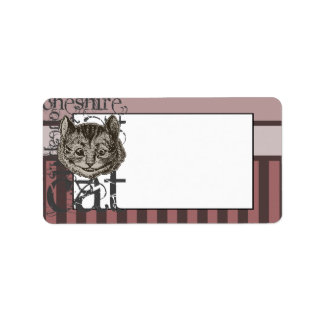 Alice in Wonderland Cheshire Cat Grunge (Rosa) Adressetikett