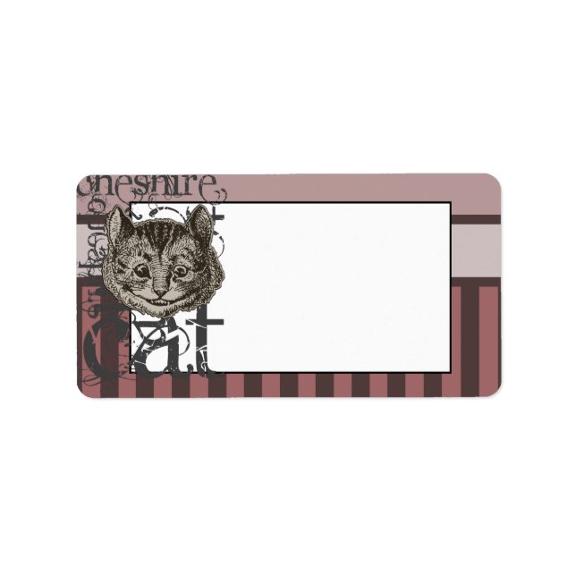 Alice in Wonderland Cheshire Cat Grunge (Rosa) Adressetikett (Framsidan)