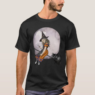 Alice in Wonderland Cheshire Cat Måne Halloween T Shirt