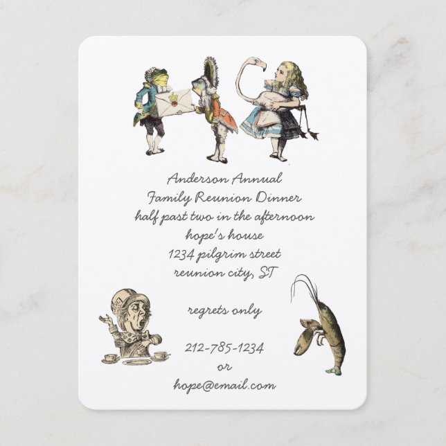 Alice in Wonderland Dinner Party Inbjudningar (Framsida)