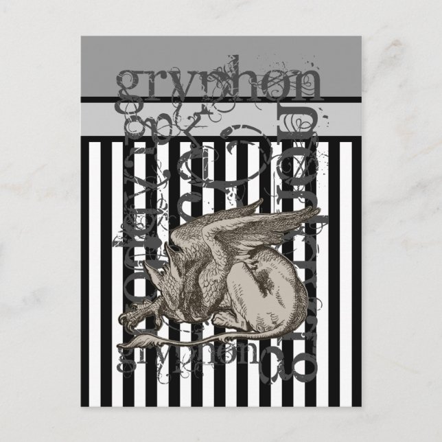 Alice In Wonderland Griffin Grunge Vykort (Framsida)