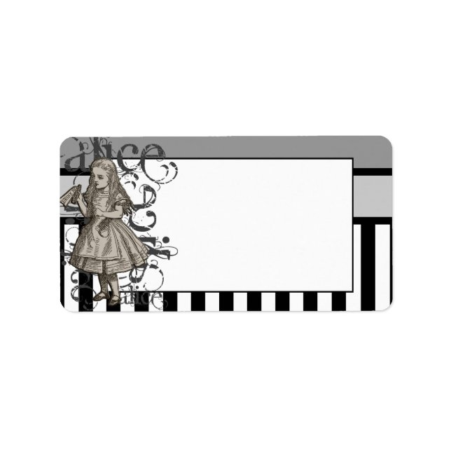 Alice In Wonderland Grunge Adressetikett (Framsidan)
