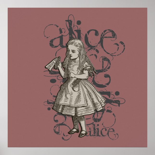Alice In Wonderland Grunge (Rosa) Poster (Framsidan)