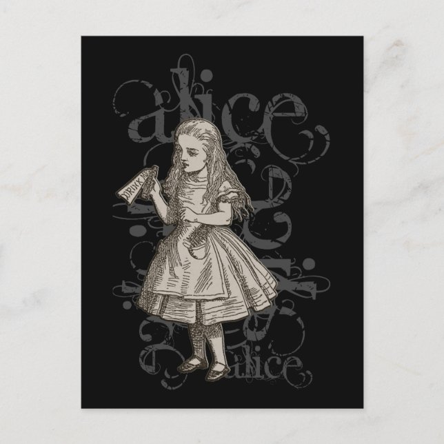 Alice In Wonderland Grunge Vykort (Framsida)