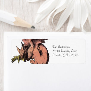 Alice In Wonderland Inbjudan Dragon Returadress Etikett