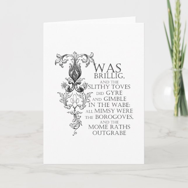 Alice in Wonderland Jabberwocky Dikt Greeting Card Kort (Framsida)