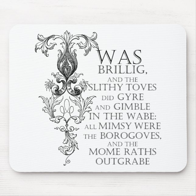 Alice In Wonderland Jabberwocky Dikt Mousepad Musmatta (Framsidan)