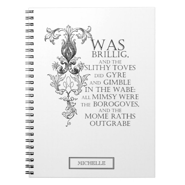 Alice in Wonderland Jabberwocky Dikt Notebook Anteckningsbok (Framsidan)