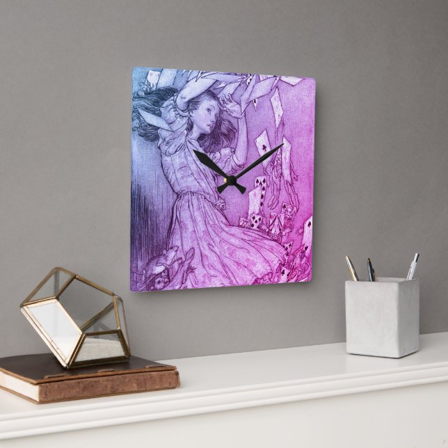 Alice in Wonderland Lewis Carroll Rackham Fyrkantig Klocka (Kontor)