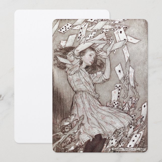 Alice in Wonderland Lewis Carroll Rackham Inbjudningar (Fram/baksida)
