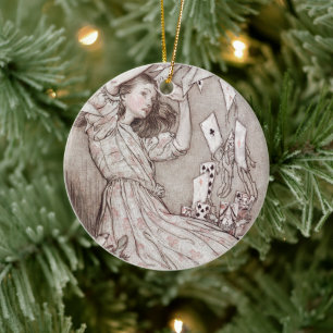Alice in Wonderland Lewis Carroll Rackham Julgransprydnad Keramik