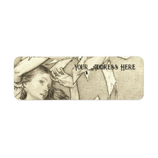 Alice in Wonderland Lewis Carroll Rackham Returadress Etikett