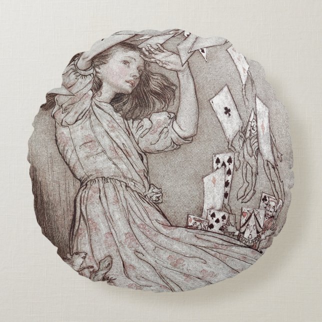 Alice in Wonderland Lewis Carroll Rackham Rund Kudde (Framsidan)