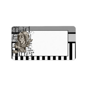 Alice in Wonderland Mad Hatter Grunge Adressetikett