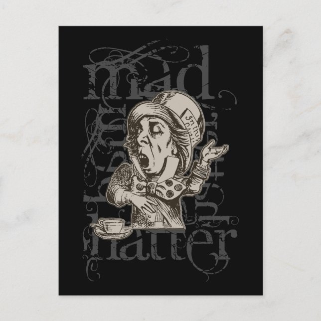 Alice in Wonderland Mad Hatter Grunge (Single) Vykort (Framsida)
