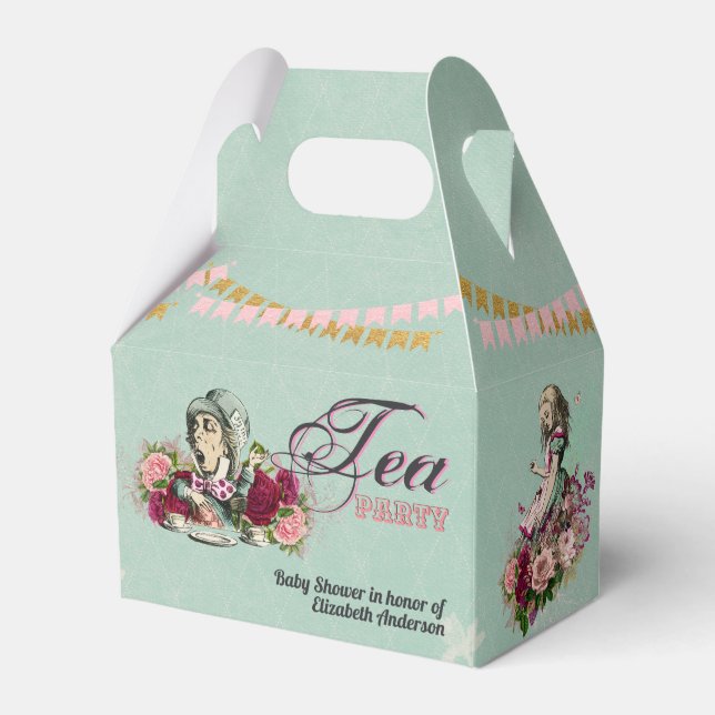 Alice in Wonderland Mad Hatters Tea Party Anpassni Presentaskar (Framsidan Sidan)