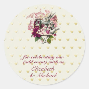 Alice in Wonderland Mad Hatters Tea Party Anpassni Runt Klistermärke
