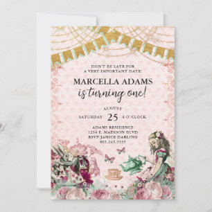 Alice in Wonderland & Mint Birthday Inbjudningar