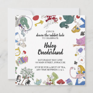 Alice in Wonderland Party bjudan HAND PLOCKADE
