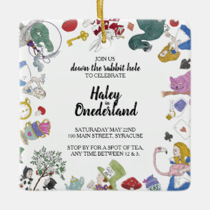 Alice in Wonderland Party bjudande in Julgransprydnad Keramik