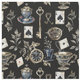 Alice in Wonderland Pattern Fabric Tyg