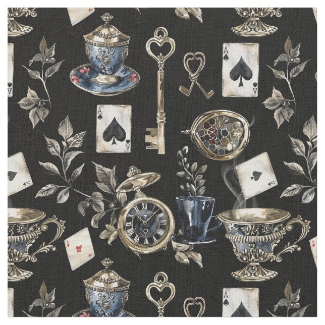 Alice in Wonderland Pattern Fabric Tyg (Närbild)