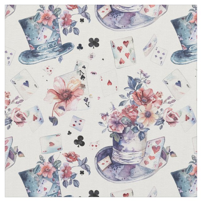 Alice in Wonderland Pattern Fabric Tyg (Närbild)