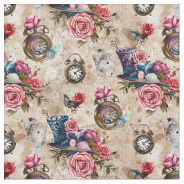 Alice in Wonderland Pattern Fabric Tyg