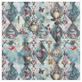 Alice in Wonderland Pattern Fabric Tyg