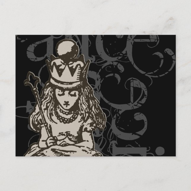Alice in Wonderland Queen Alice Grunge (Single) Vykort (Framsida)
