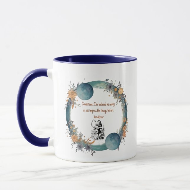 Alice in Wonderland Quote, Impossible Things Art Mugg (Vänster)