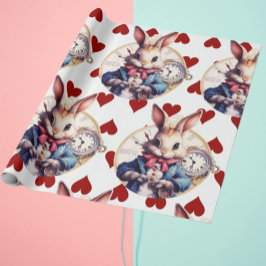 Alice in Wonderland Rabbit and Hearts Presentpapper