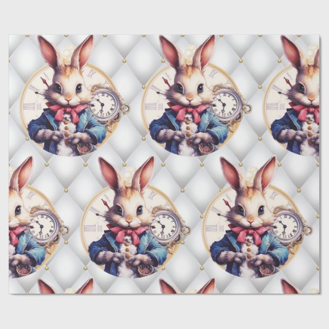 Alice in Wonderland Rabbit Bröllop Theme Presentpapper (Platt)