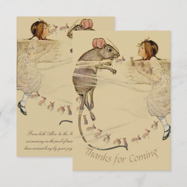 Alice in Wonderland Rabbit Mouse Tack Kort (Fram/baksida)
