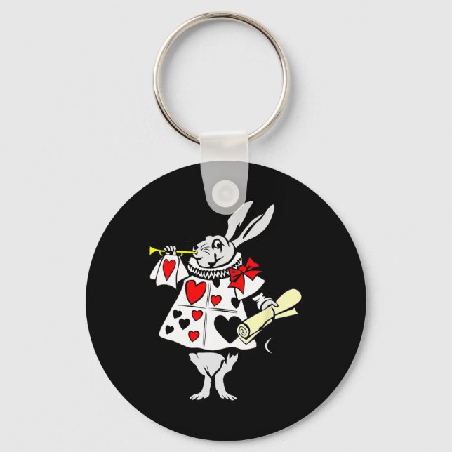 Alice in Wonderland Rabbit Påskhare Spelande Mu Nyckelring (Framsida)