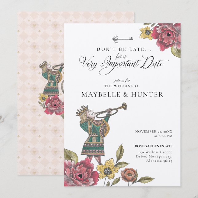 Alice in Wonderland Royal Knave of Heart Fairytale Inbjudningar (Fram/baksida)