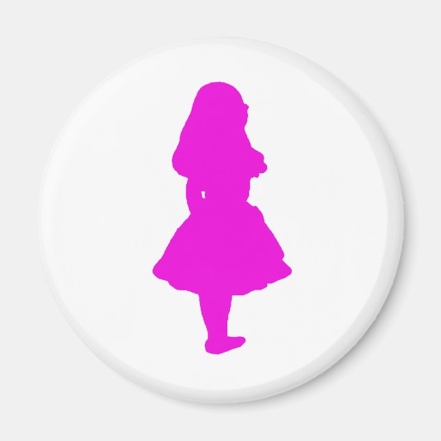 Alice In Wonderland Salmon Fuschia Rosa Magnet (Framsidan)