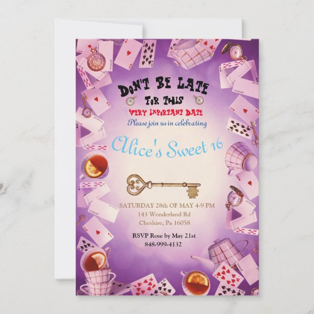 Alice in Wonderland Save the Date Invinnings Spara Datumet (Framsida)