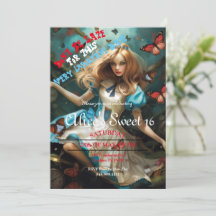Alice in Wonderland Sweet 16 inbjudningar