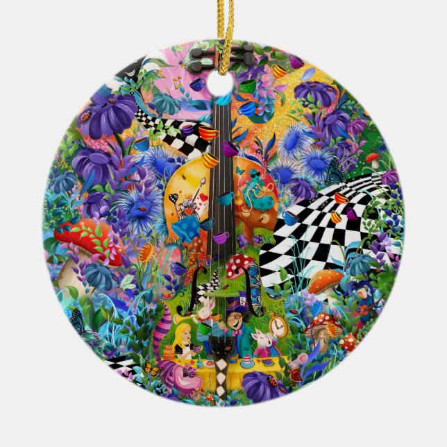Alice In Wonderland Tea Party av Juleez Violin Julgransprydnad Keramik (Framsidan)