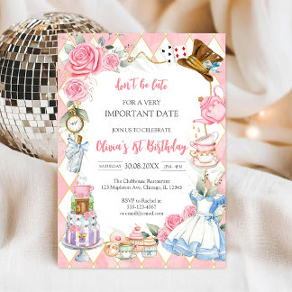 Alice in Wonderland Tea Party Birthday Invitation Inbjudningar