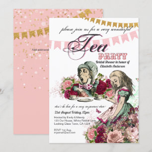 Alice in Wonderland Tea Party bjudan ANY EVENT Inbjudningar