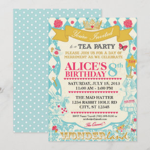 Alice in Wonderland Tea Party bjudan Inbjudningar