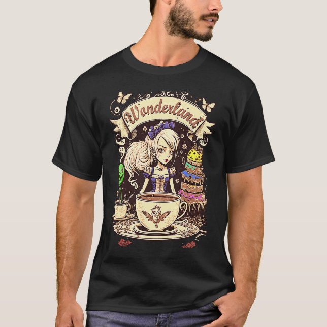 Alice in Wonderland  Teaparty T Shirt (Framsida)